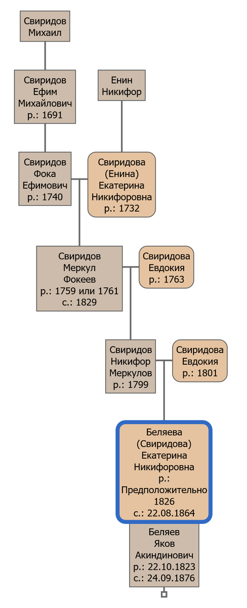 Предки с фамилией Свиридовы. Была известна только Екатерина