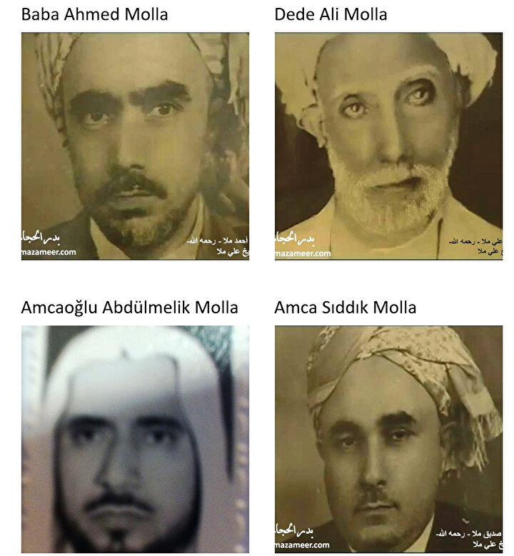 Члены семьи Али Ахмада Муллы, исполнявшие обязанности муэдзинов в Запретной мечети. Отец Ахмад Мулла, дед Али Мулла, двоюродный брат Абдульмалик Мулла, дядя Сыддык Мулла / Источник: gzt.com