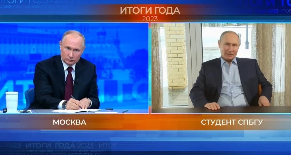 В. Путин, созданный с помощью ИИ, задает вопрос настоящему В. Путину