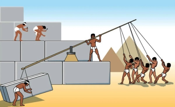 Механизм рычага и блоков у египтян. Источник заимствования фото — Интернет