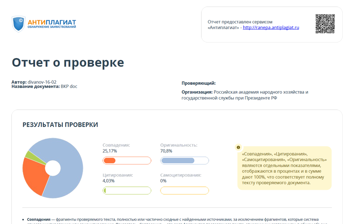 Отчет о проверке