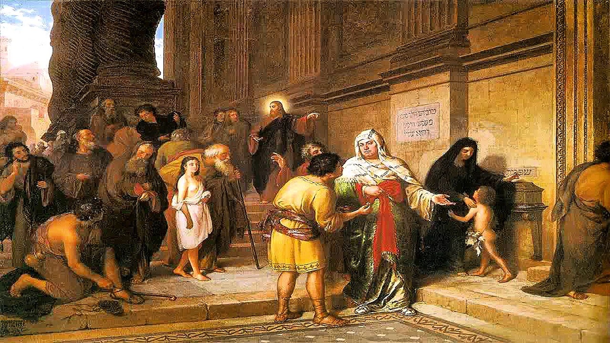 Картина «Лепта вдовы»
Художник: Жоао Зеферино Батиста да Коста (1840-1915) Оригинал: Национальный музей изящных искусств, Рио-де-Жанейро, Бразилия.