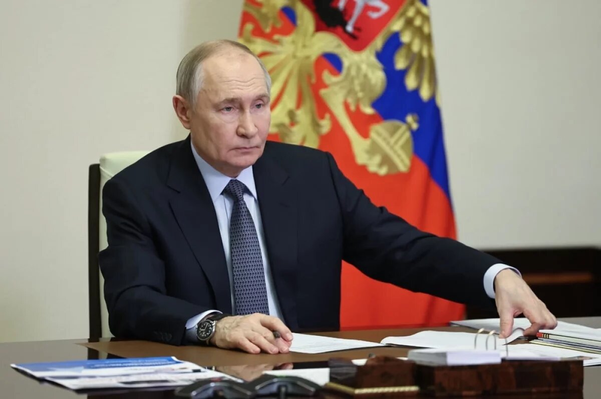    Президент РФ Владимир Путин проводит в режиме видеоконференции заседание Российского организационного комитета «Победа»