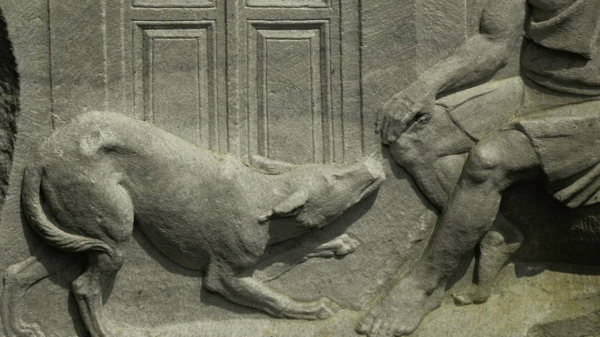    Аргос, пес Одиссея, встречает своего хозяина после странствий