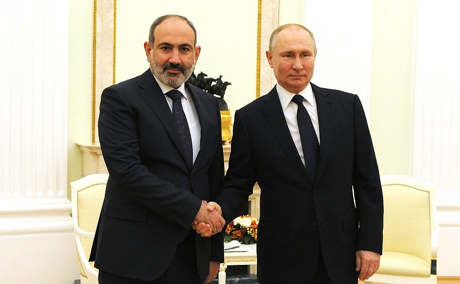 Премьер-министр Армении Никол Пашинян и президент РФ Владимир Путин. Фото: Администрация президента РФ