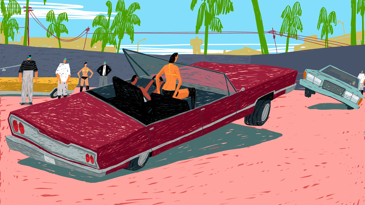 Художник показал сцены из разных GTA в виде детских рисунков