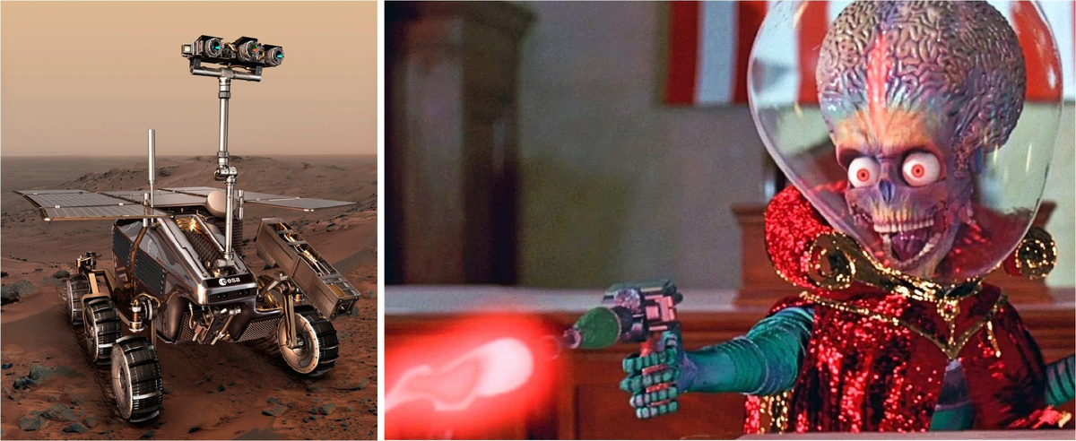 Источники изображения: слева -  https://www.atomic-energy.ru/;  справа – кадр из фильма «Марс атакует» (режиссер  Тим Бёртон).