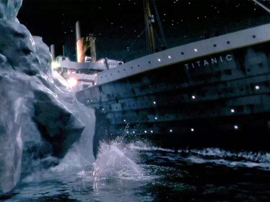 Гибель "Титаника" при столкновении с айбергом. Яндекс картинки.