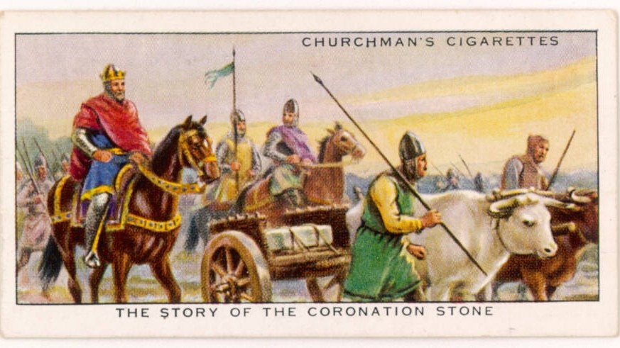 Изображение короля Эдуарда I, вывозящего Камень Скоуна из Шотландии в XIII веке