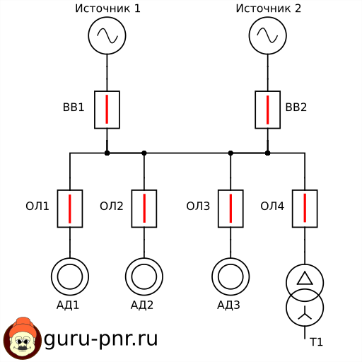 Способ резервирования параллельным включением источников на общую шину