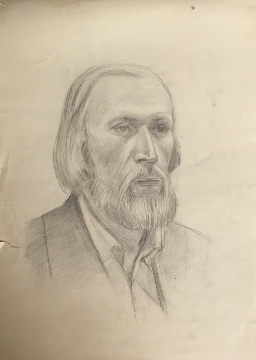 мой первый портрет живого натурщика в 10 классе