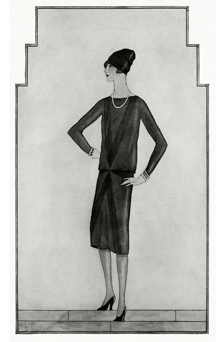  Иллюстрация "маленького черного платья". Шанель, из журнала Vogue, 1926 год.