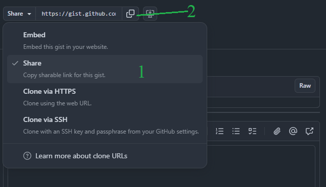 Получение ссылки для публикации