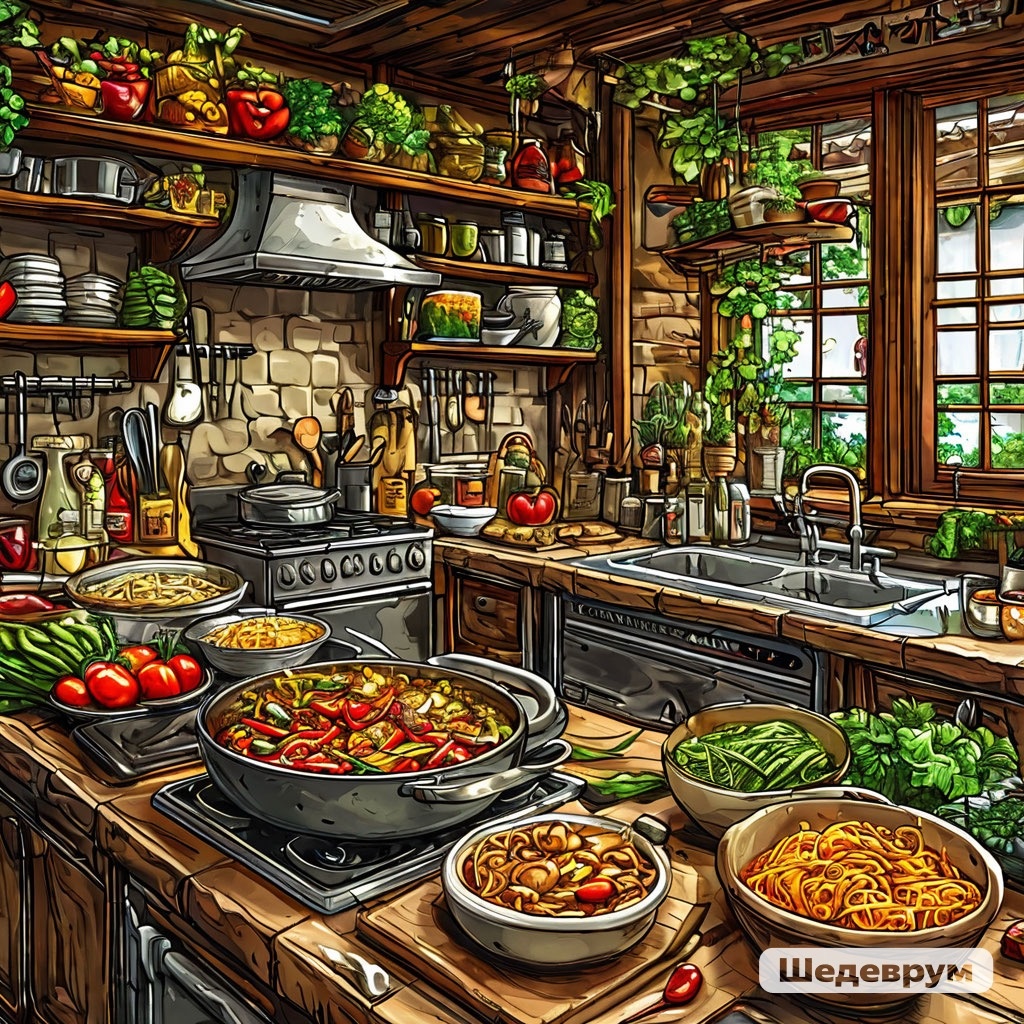 Мои представление о кухне. Сгенерировано с помощью Шеведрума