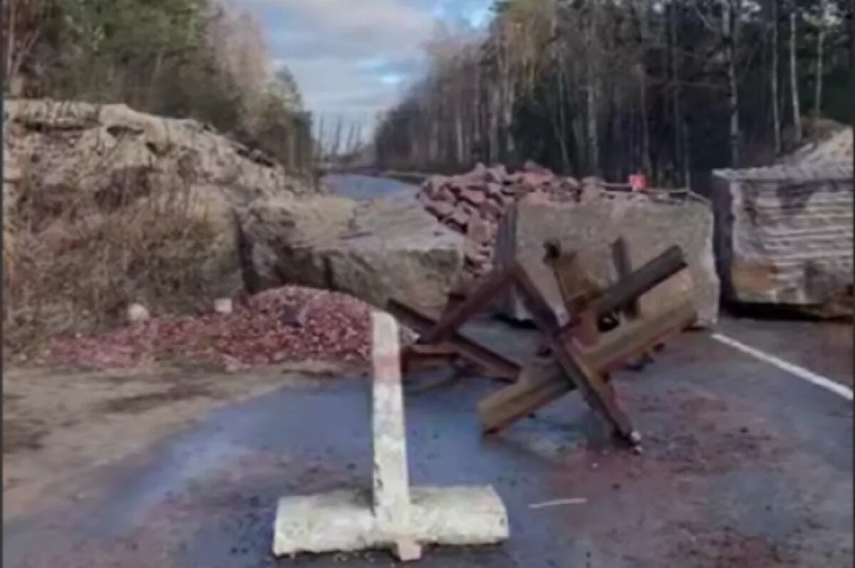    Трассу на границе Белоруссии и Украины перекрыли валунами