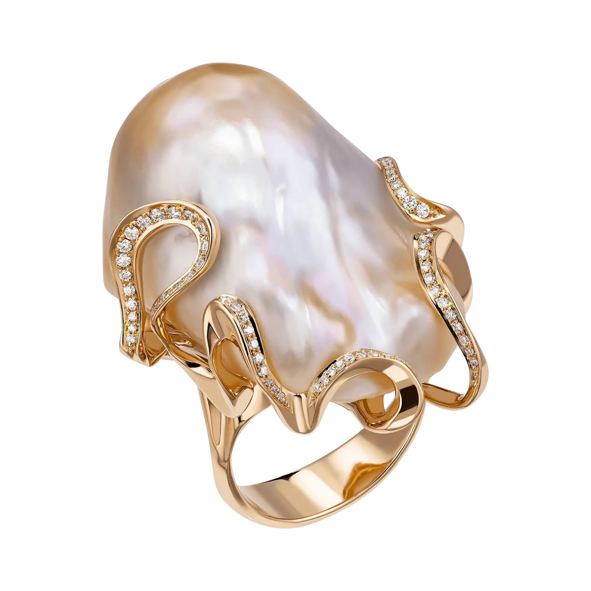 Кольцо с барочным жемчугом