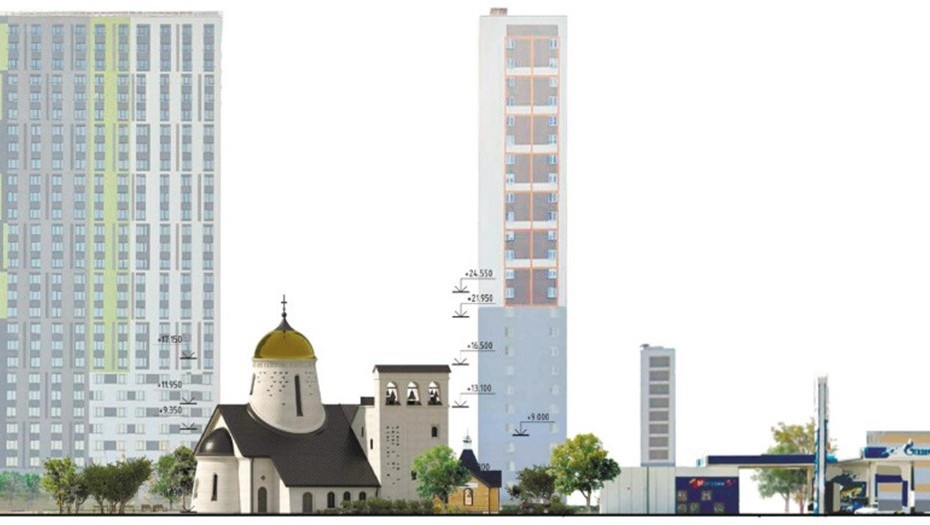    Внешний облик храма во имя разбойника Раха. Вид с Дунайского проспекта. Автор фото: пресс-служба КГА