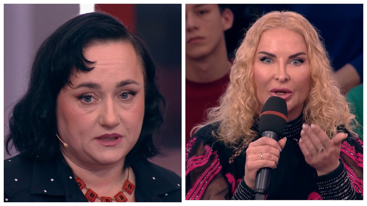 Слева - героиня передачи, справа - психолог. Оцените выражение лица