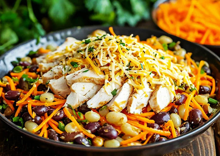 Фасолевый салат с курицей