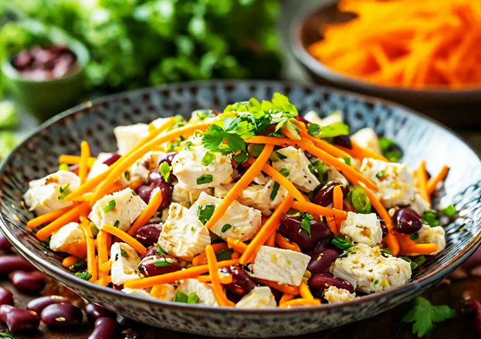 Фасолевый салат с курицей