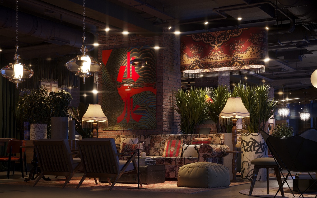 Визуализация интерьера кафе в Иваново. Дизайн finoarte