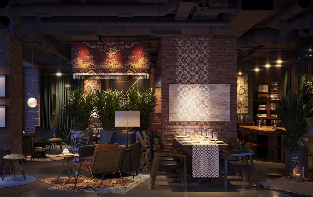 Визуализация интерьера кафе в Иваново. Дизайн finoarte