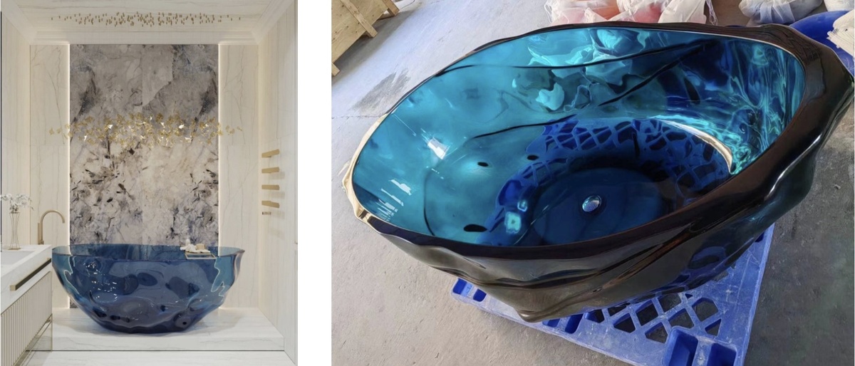 Ванна из цветного прозрачного акрила. Новинка, которая уже приехала заказчице. 