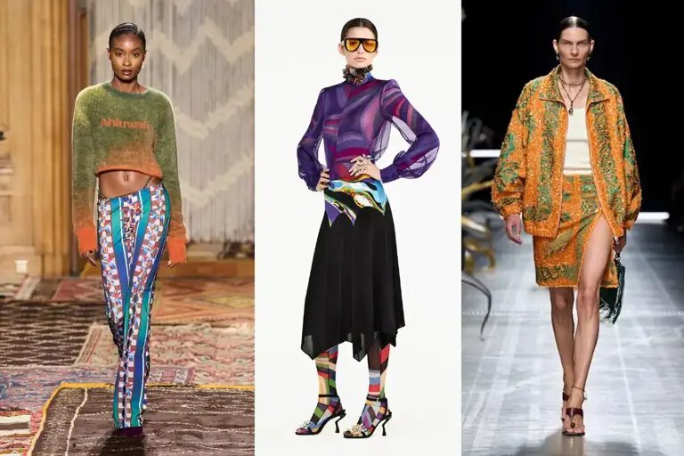 Модные принты© Слева направо: Ахлувалия, Пуччи и Этро.