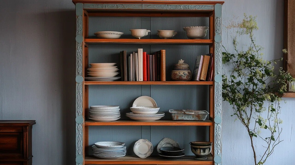 Стеллаж из наличника выглядит очень аутентично