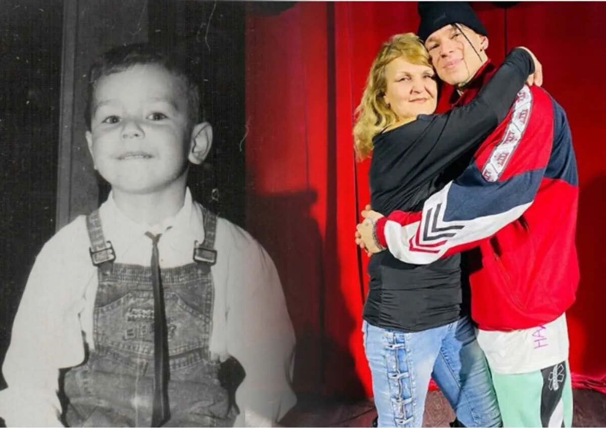 На фото: Данил Прытков в детстве и с матерью