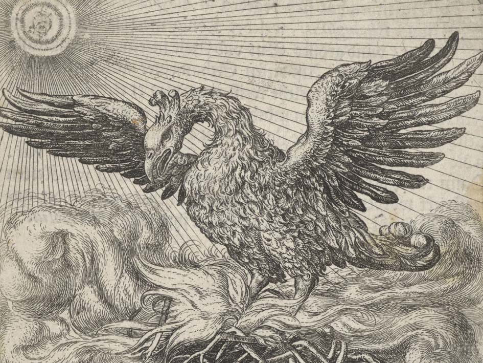 «Fabel van de feniks», 1608 by Aegidius Sadeler, Marcus Gheeraerts (I)