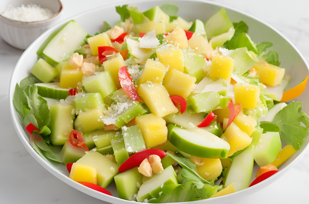 Салат с сельдереем, ананасами и зелеными яблоками