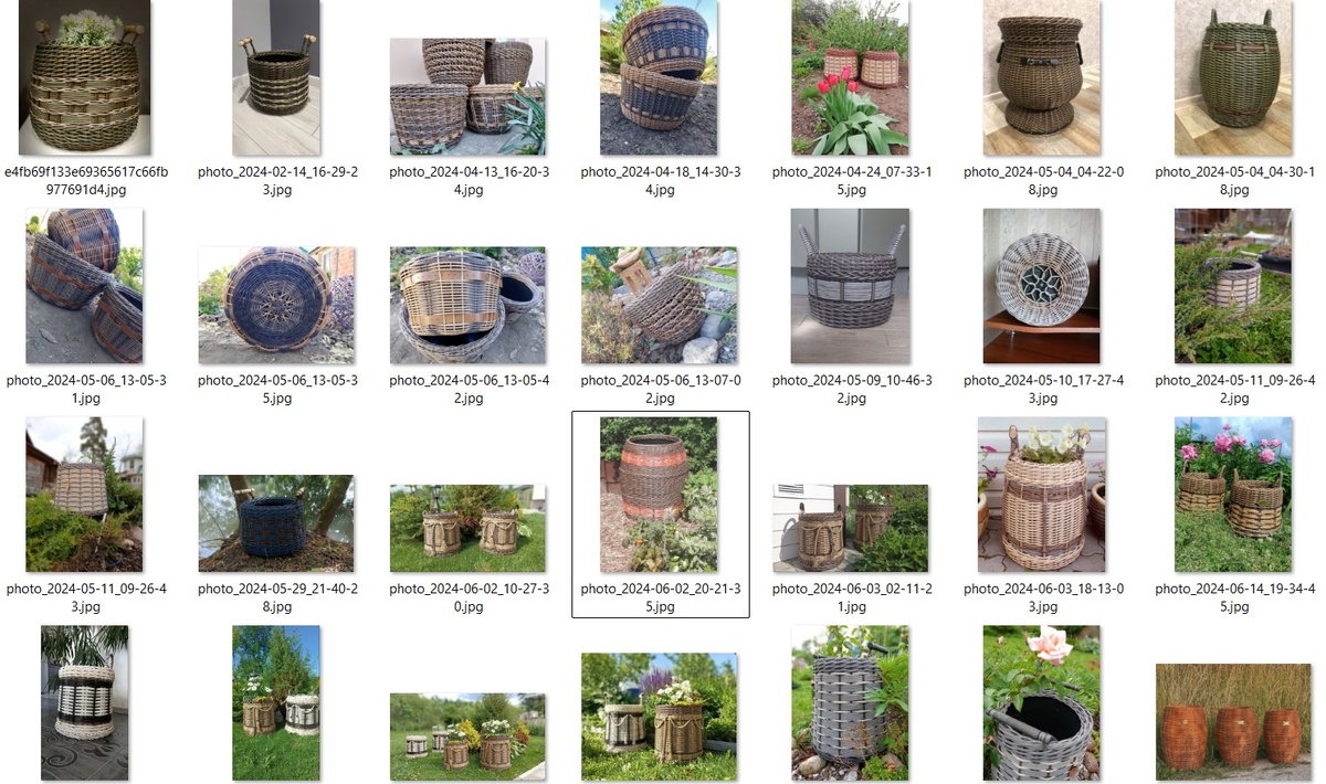 Папка с фотографиями кашпо-кадушек из ротанга
