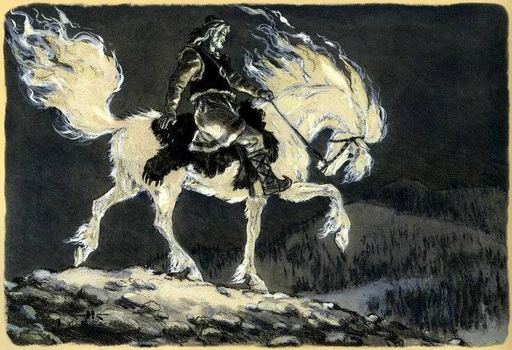 Я выросла на Калевале, её в этой книге периодически цитируют, так что оформление будет соответствующее