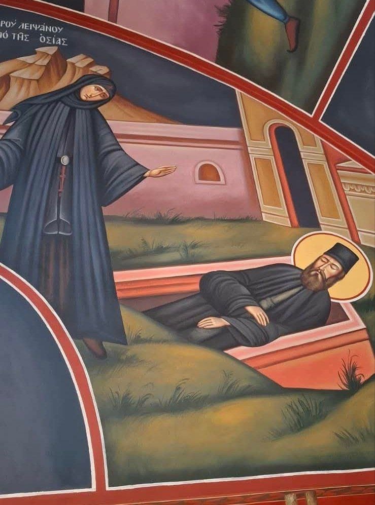 Обретение мощей преподобномученика Ефрема. Фреска