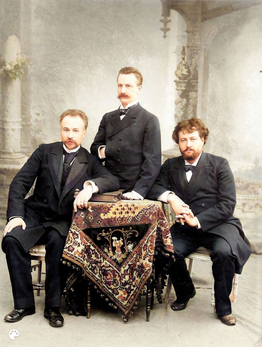 Окрестности Рыбинска. Петровское. Усадьба Михалковых. С.В.Михалков, П.М.Азанчеевский-Азанчеев и А.Н.Глебов