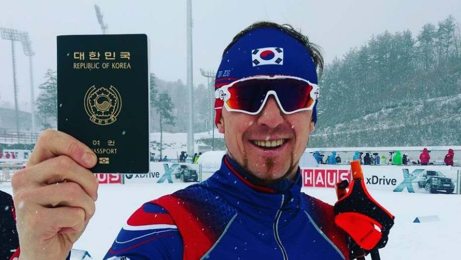    Российский биатлонист Тимофей Лапшин теперь выступает за Корею. Фото: Соцсети Тимофея Лапшина