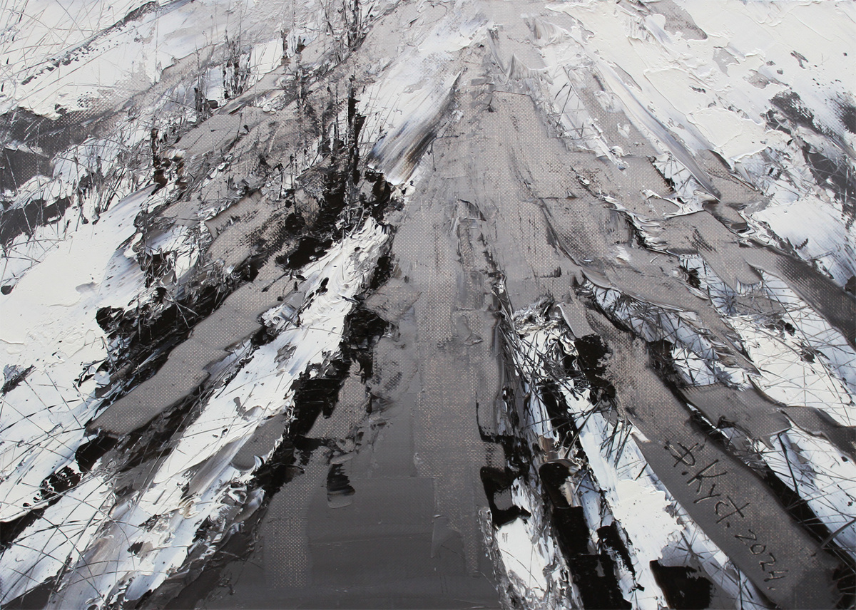 Художник Дмитрий Кустанович. Лужи, 50x70 см, холст, масло, 2024