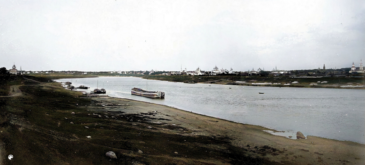 Углич в 1880-1915 годы - Панорама города и реки Волга