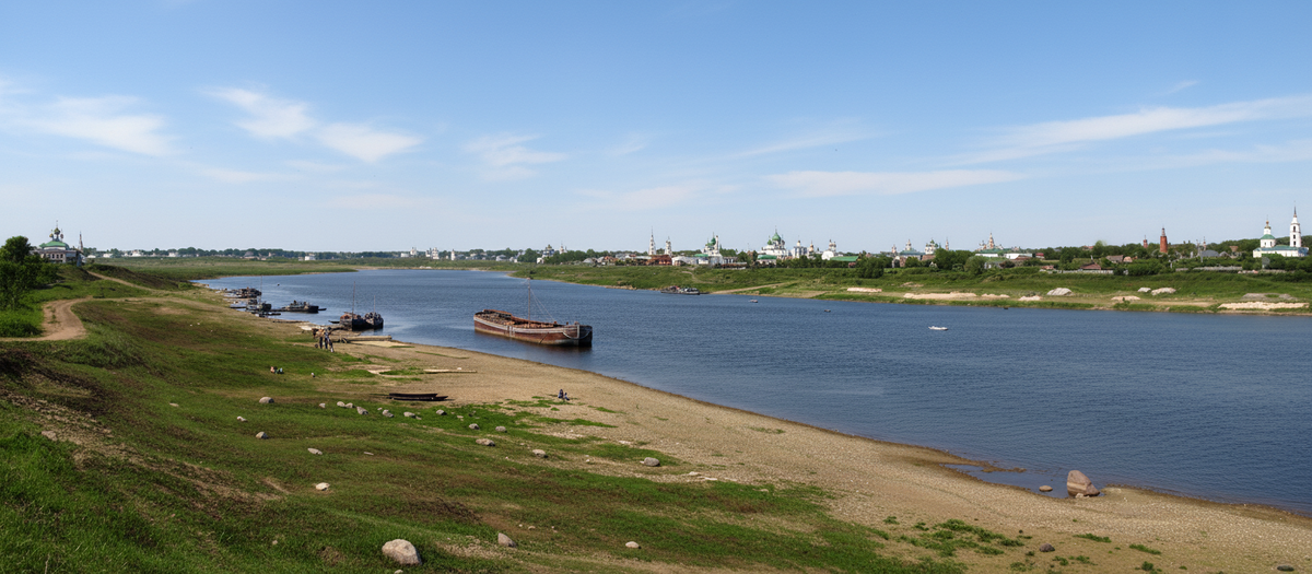 Углич в 1880-1915 годы - Панорама города и реки Волга