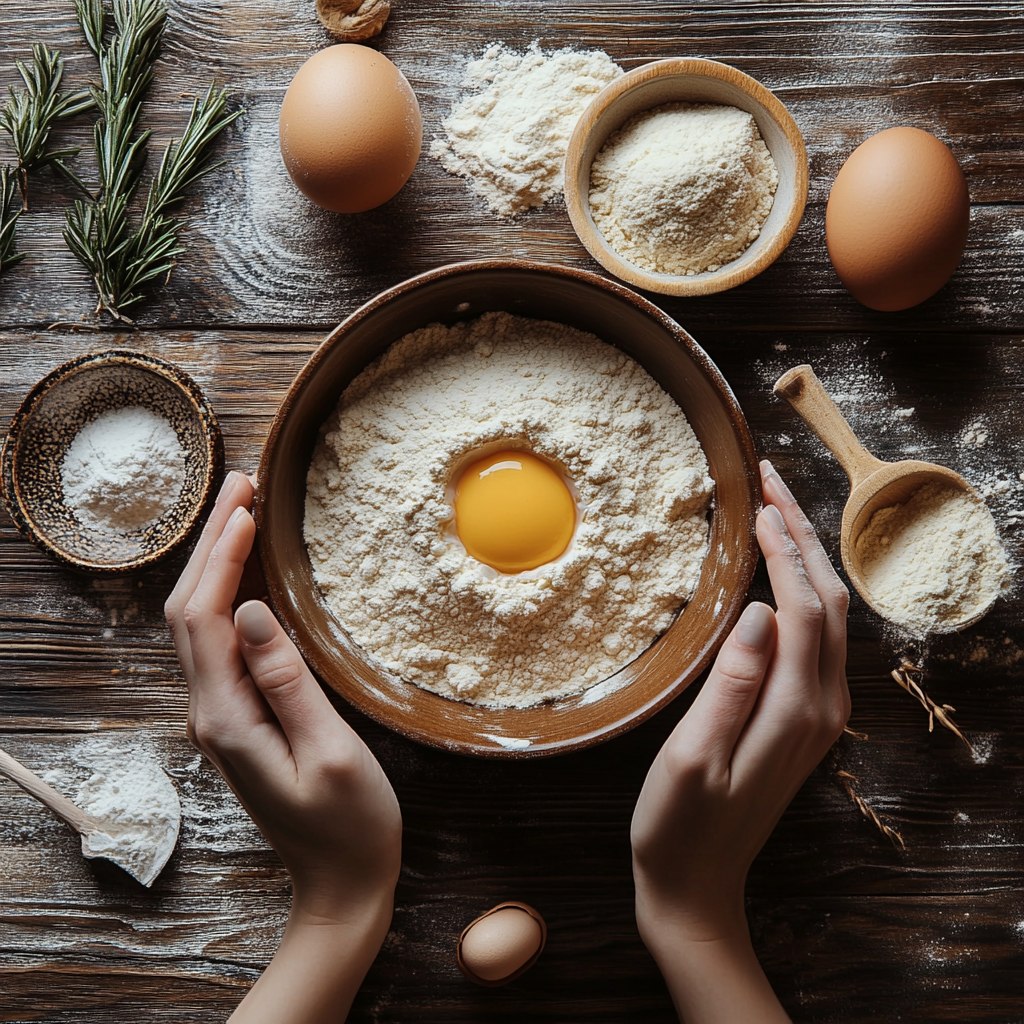 Все как обычно-мука, яйца итд