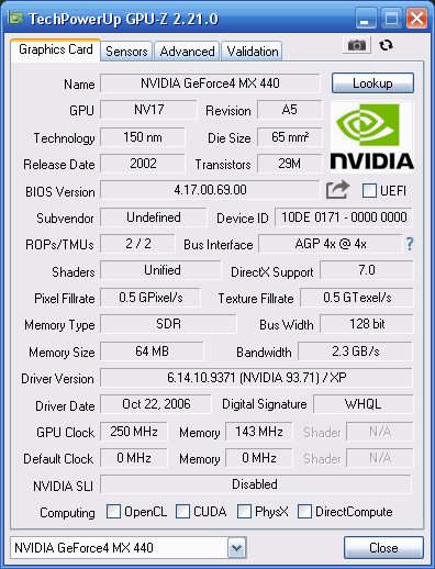 Скриншот из программы GPU-Z.