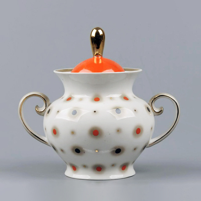 Сахарница из сервиза «Горошек». 1977 год, Бронницы. Автор Тамара Александровна Гаврилова