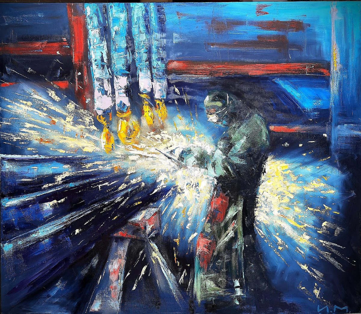 Художник Ирина Михайлова. г. Воронеж. На производстве. Холст, масло.