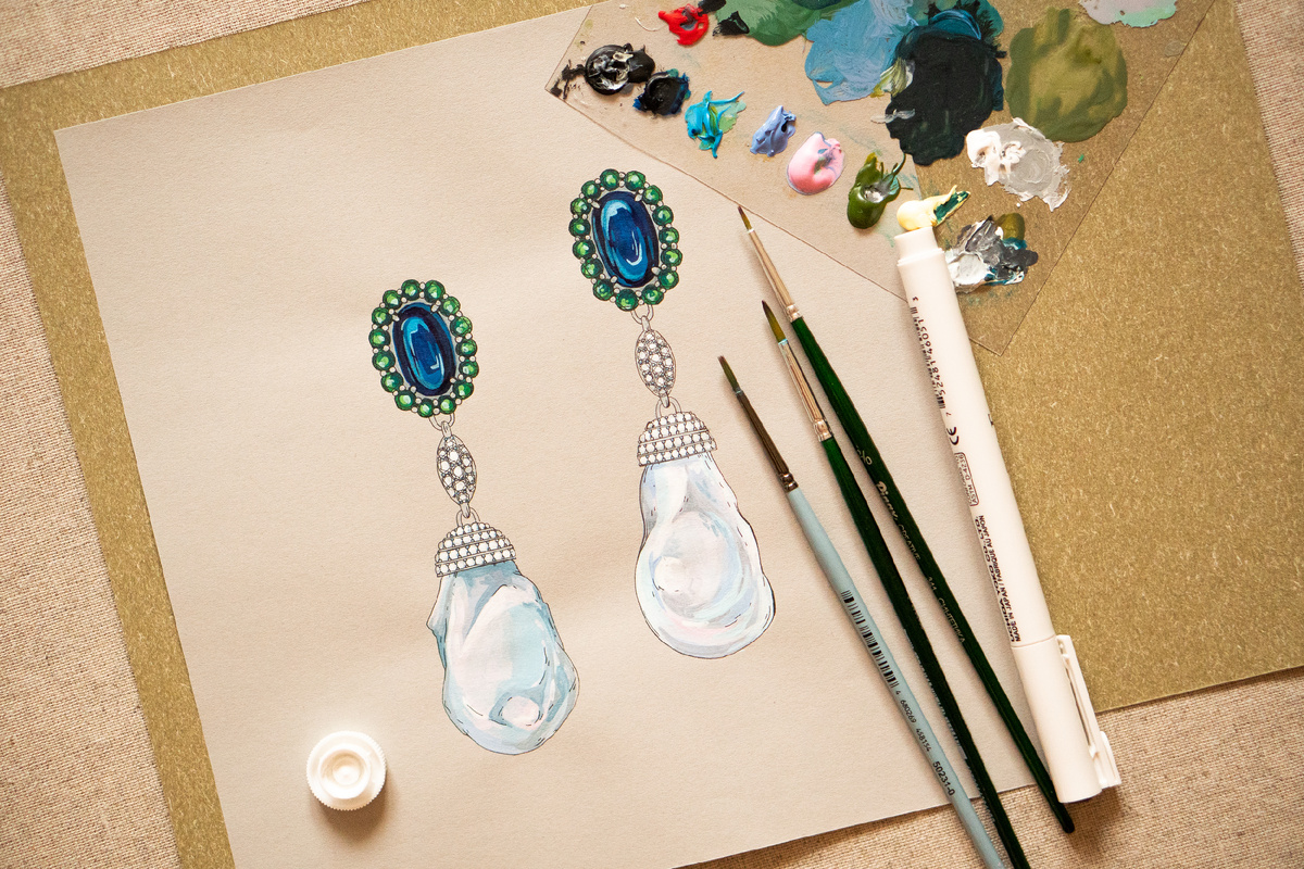 Эскиз перед изготовлением пары серёг