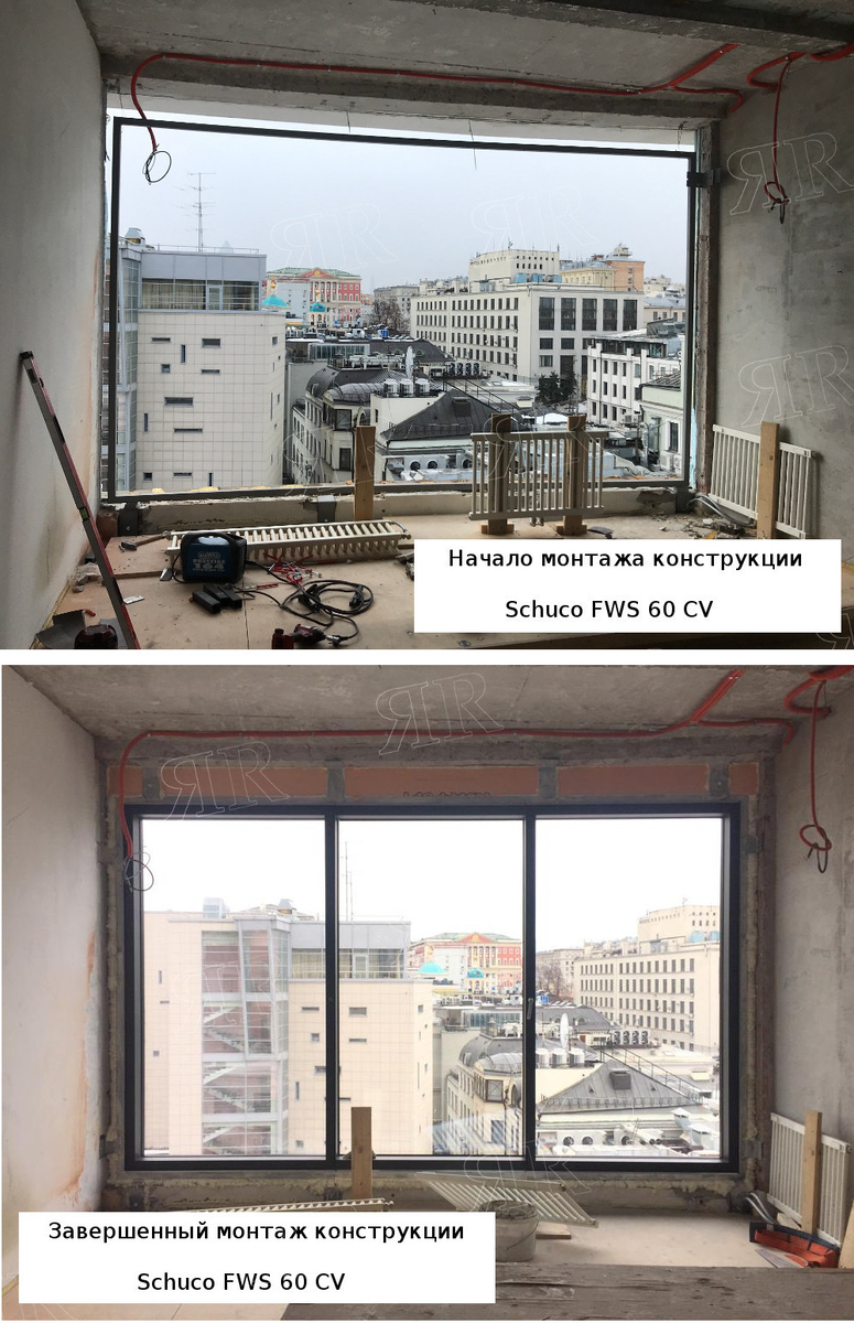 Реализованные проекты компании Ярмак- витражные окна из фасадного алюминиевого профиля SCHUCO FWS 60 CV.HI