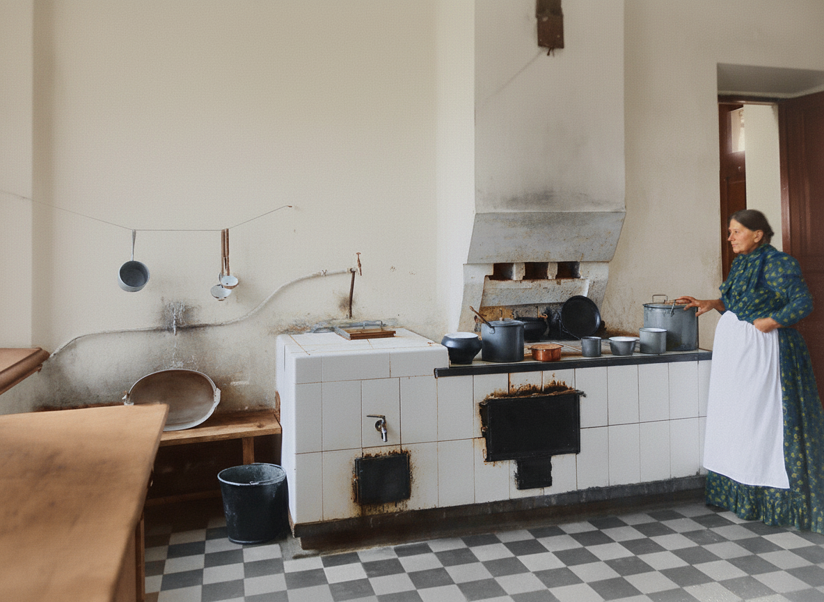 Ярославская глазная лечебница - Работница лечебницы за приготовлением обеда на кухне