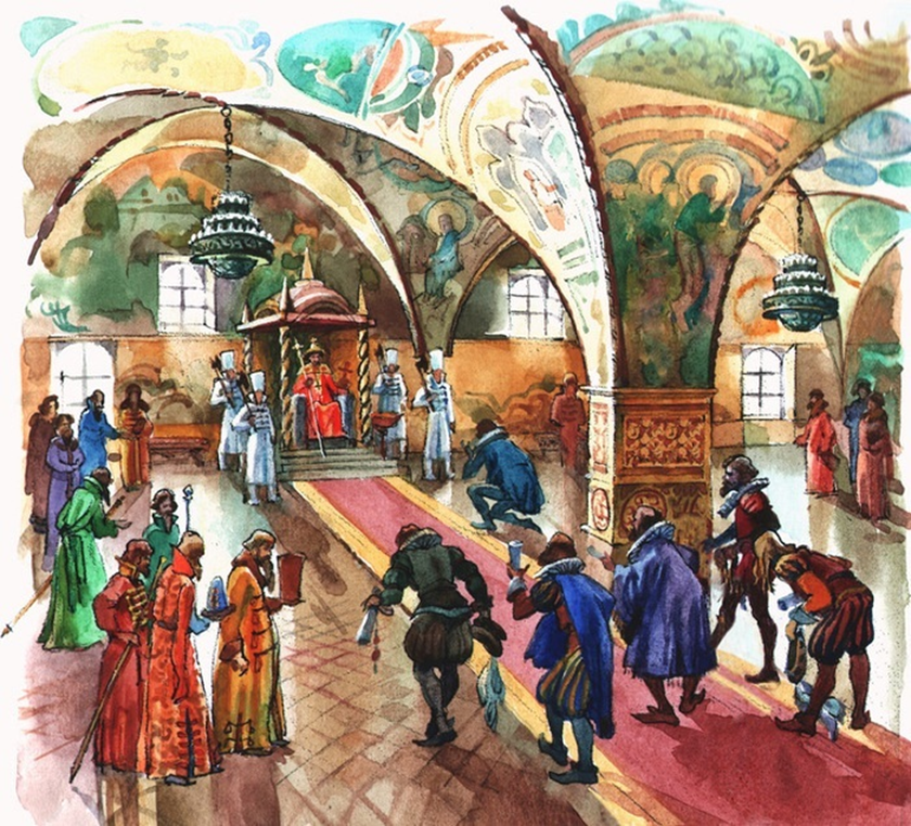 Юрий Богачев. Послы на приёме у царя.
