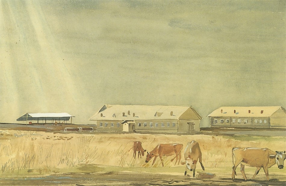 А.А.Дейнека. Совхоз. Новые дома. 1934. Русский музей.