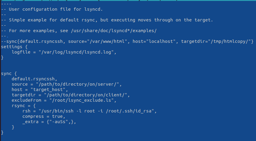 базовая конфигурация lsyncd